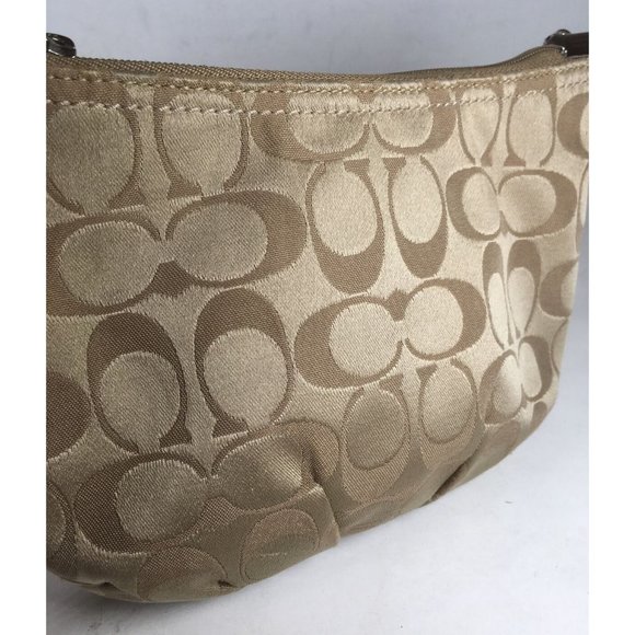 Coach Small Beige Signature Print Shoulder Bag - Picture 10 of 12